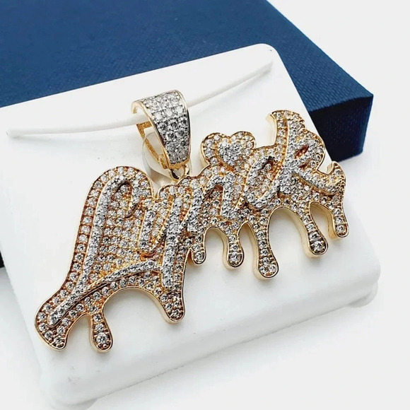 "14K Gold Plated Cubic Zircon Pendant, INUS1BR221 - Picture 3 of 9